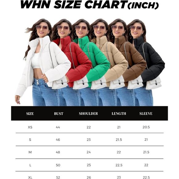 Women’s Jacket Puffer Quilted Jackets Long Sleeve Stand Collar Zipper Coat Green - Picture 6 of 6